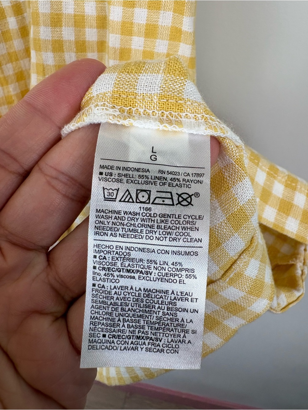 NWT Old Navy Square-Neck Linen-Blend Mini Dress in Yellow Gingham Large - Picture 6 of 7